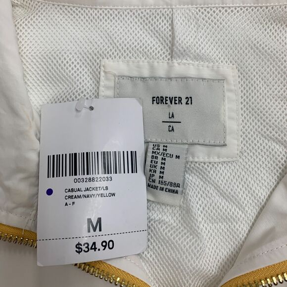 Forever 21 Windbreaker Jacket Womens M Colorblock Cropped Drawcord Half Zip Up - Picture 9 of 13